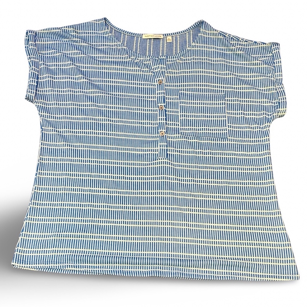 Notations Women's Blue & White Stripped Blouse NWOT Size XL